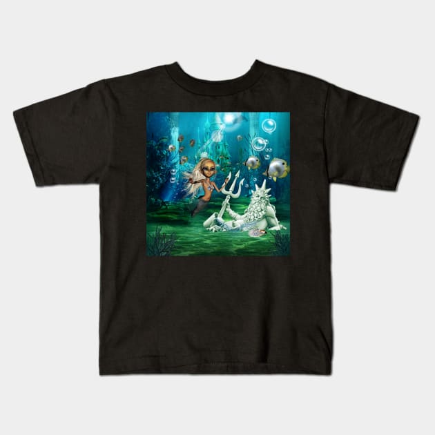 In the depths of the ocean cute mermaid Kids T-Shirt by Nicky2342